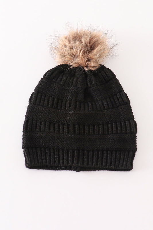 Black Pom Pom Beanie