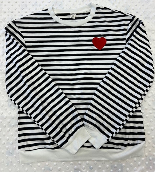 Black White Striped Sweatshirt