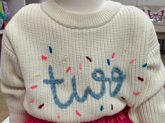 White Embroidered Two Sweater