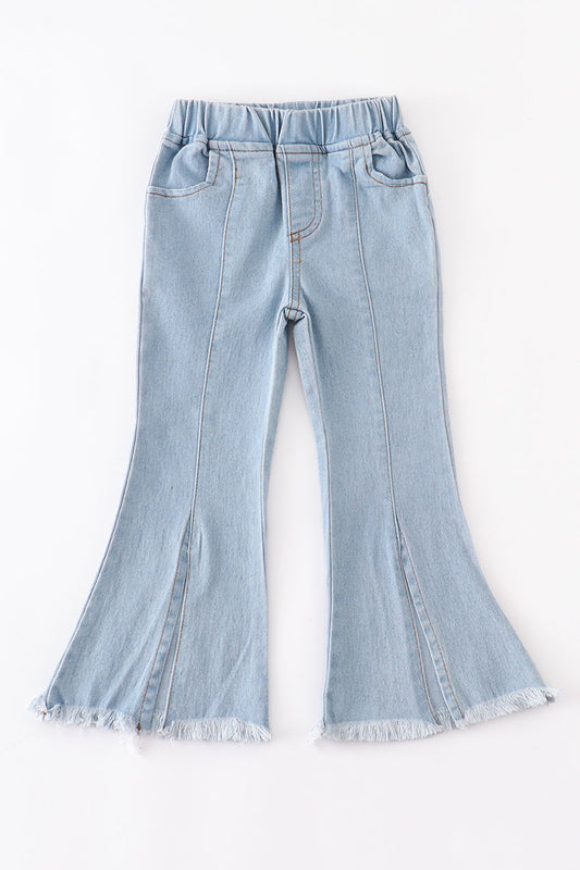 Open Front Denim Flare Jeans