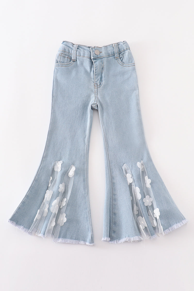 Open Front Lace Denim Jeans