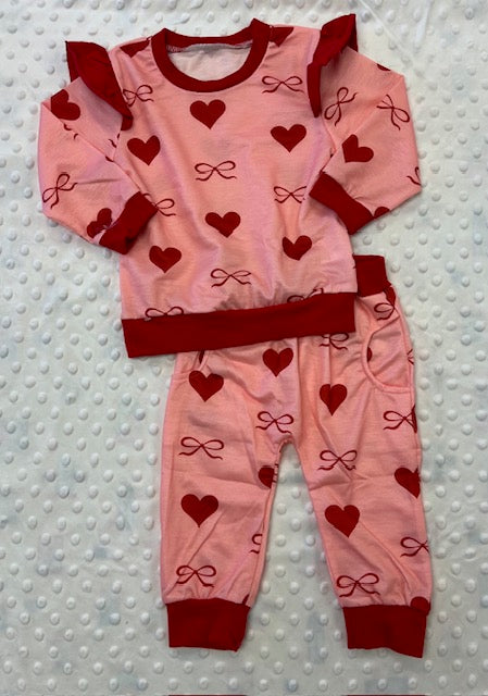 Pink Red Hearts Two Piece