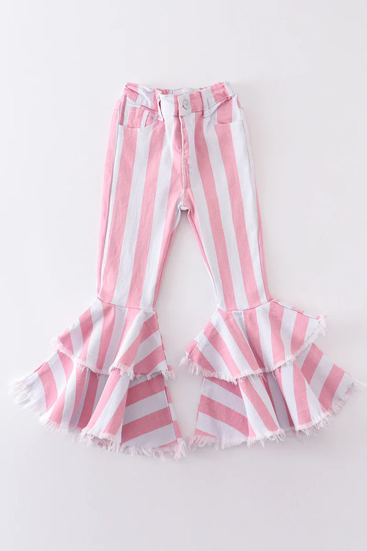 Pink Striped Double Bell Jeans