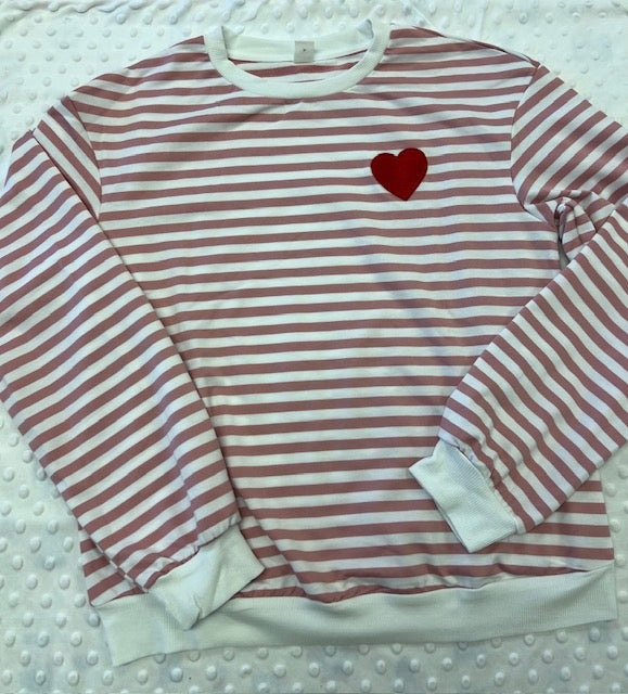 Pink White Striped Sweatshirt