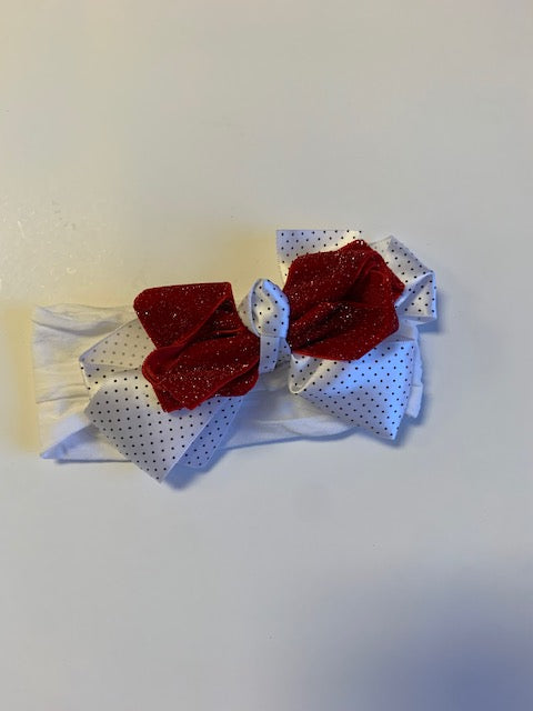 Red Velvet White Ribbon Headband