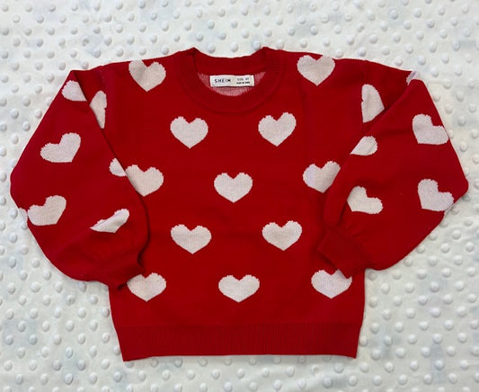 Red White Heart Sweater