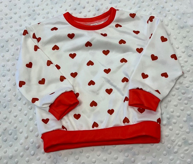 White Red Heart Sweatshirt